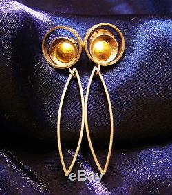 Vintage 22 Karat Gold-Sterling Silver Art Deco Artisan made earrings