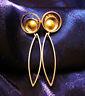 Vintage 22 Karat Gold-sterling Silver Art Deco Artisan Made Earrings