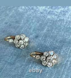 Vintage 2CT Round Cut Moissanite Huggie Hoop Earring 14K Yellow Gold Over Silver