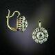 Vintage 2.10 Ct Round Cut Moissanite Flower Drop Earrings 14k Yellow Gold Plated