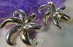 Vintage 2 1/4 Starfish Vermeil & Sterling Silver 0.925 Clip On Earrings Duclos