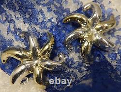 Vintage 2 1/4 Starfish Vermeil & Sterling Silver 0.925 Clip On Earrings Duclos