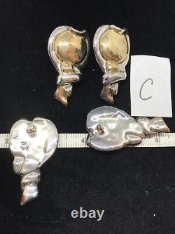 Vintage 925 Sterling Electroform Modernest 2-tone Earrings style choice 10