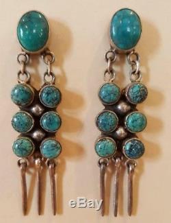 Vintage 925 Sterling Silver Turquoise Chandelier Earrings