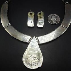Vintage ALVIN YELLOWHORSE Sterling Silver Channel Inlay NECKLACE & EARRINGS Set