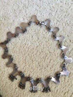 Vintage APD Taxco 10 Sterling Silver Necklace & Earrings Mexico Wide Ornate