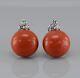 Vintage Antique 10mm Red Coral Stud Earring 14k White Gold Finish Coral Earring