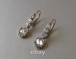 Vintage Antique Art Deco Earrings 925 Sterling Silver 2.50Ct LAB CREATED DIAMOND