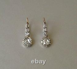Vintage Antique Art Deco Earrings 925 Sterling Silver 2.50Ct LAB CREATED DIAMOND