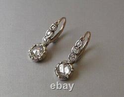 Vintage Antique Art Deco Earrings 925 Sterling Silver 2.51Ct LAB CREATED DIAMOND