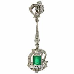 Vintage Antique Retro Green Emerald & Old Cut CZ Women's Fabulous Design Earring