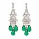 Vintage Antique White Cz & Emerald Art Deco Style Chandelier Women's Earrings
