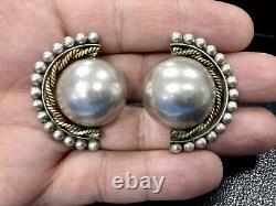 Vintage Art Deco Solid Sterling Silver 925 Clip on Earrings / 30 Grams FABULOUS