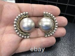 Vintage Art Deco Solid Sterling Silver 925 Clip on Earrings / 30 Grams FABULOUS