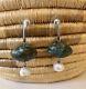 Vintage Art Deco Sterling Tourquios And Pearl Earrings