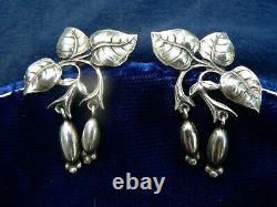 Vintage Art Nouveau Fuchsia G. Cini Sterling Dangle Brooch Pin & Earring Set