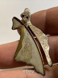Vintage Artisan Made Signed Ky Sterling Silver And 14k Gold Earrings
