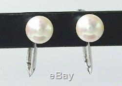 Vintage Authentic MIKIMOTO Sterling SIlver & Cultured Pearl Screw on Earrings
