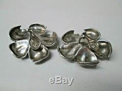 Vintage Authentic Tiffany & Co. Sterling Silver Flower Clip On Earrings