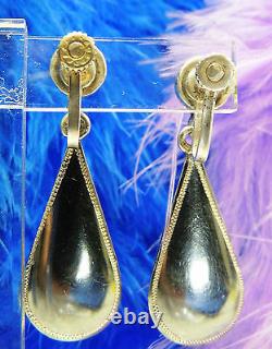 Vintage Aztec 1 5/8 Dangling Sterling Silver 0.925 Estate Screw Back Earrings