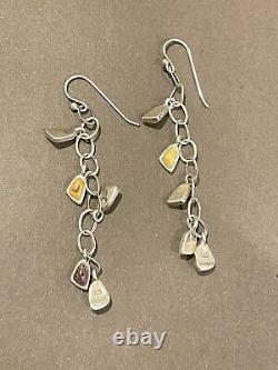 Vintage Barse Mult Stones Sterling Silver Dangle Earrings