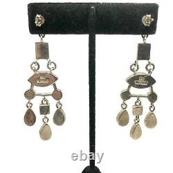 Vintage Barse Sterling Silver Multi Gemstone Chandelier Dangle Post Earrings