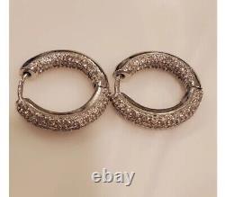 Vintage Beautiful Sterling Silver Hoop Earrings Shiny And Heavy