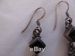 Vintage Black Onyx. 925 Sterling Silver Earrings