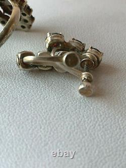 Vintage Bohemian Garnet Cluster Ring & Earrings Sterling Silver Lot Of 2 Pieces