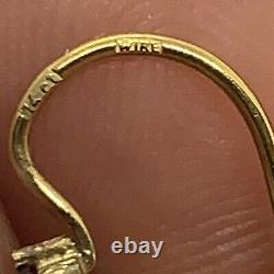Vintage Bohemian Rose Cut Garnet Sterling Silver 14k Gold Wire Earrings. 0.1/2