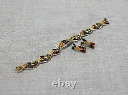 Vintage Bracelet Earrings Stud Sterling Silver 925 Amber Women Jewelry 27.5 gram