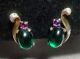 Vintage Crown Trifari Alfed Philippe Glass Jelly Belly Sterling Earrings