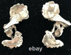 Vintage CYVRA Sterling Silver Figural Mermaid Dimensional Earrings