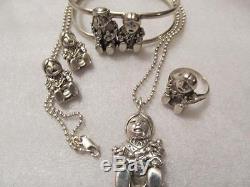 Vintage Carol Felley Storyteller Sterling Silver Bracelet Necklace Earrings Ring