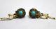 Vintage Chinese Sterling Silver And Turquoise Enamel Filigree Earrings