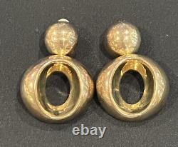 Vintage Chunky Drop Dangle Large Sterling Silver gold wash Earrings Signed Simon