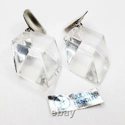 Vintage Clear Acrylic Acri-Gem Sterling Silver Earrings Judith Hendler 1980's