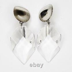 Vintage Clear Acrylic Acri-Gem Sterling Silver Earrings Judith Hendler 1980's