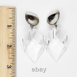 Vintage Clear Acrylic Acri-Gem Sterling Silver Earrings Judith Hendler 1980's