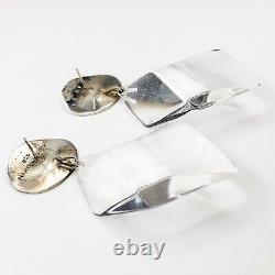 Vintage Clear Acrylic Acri-Gem Sterling Silver Earrings Judith Hendler 1980's