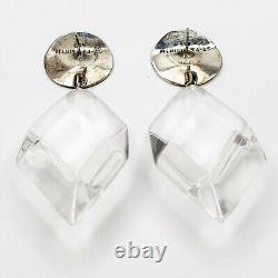 Vintage Clear Acrylic Acri-Gem Sterling Silver Earrings Judith Hendler 1980's