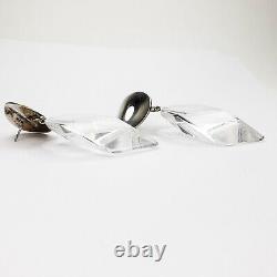 Vintage Clear Acrylic Acri-Gem Sterling Silver Earrings Judith Hendler 1980's