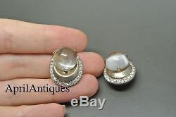 Vintage Crown Trifari Alfred Philippe Jelly Belly sterling clear glass earrings