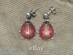 Vintage DAVID ANDERSEN Sterling lot! (2) rings, set ladybug earrings & pendent