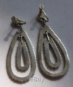 Vintage DISHTA Zuni Petit Point Turquoise Sterling Silver Screw On Back Earrings