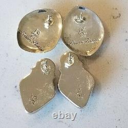 Vintage DTR Jay King 925 Sterling Silver Malachite Onyx Rose Quartz Earrings