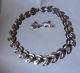 Vintage Danecraft Sterling Silver Leaf Choker Necklace And Earrings