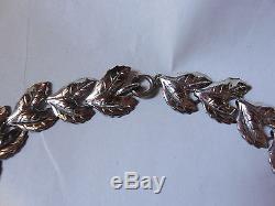 Vintage Danecraft Sterling Silver Leaf Choker Necklace and Earrings