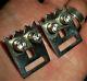 Vintage Dated 1987 Modernist Retro Funky Face Sterling Silver Earrings Cz Stones
