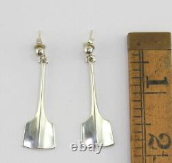 Vintage David Andersen Norway Modernist Sterling Silver Thor's Hammer Earrings